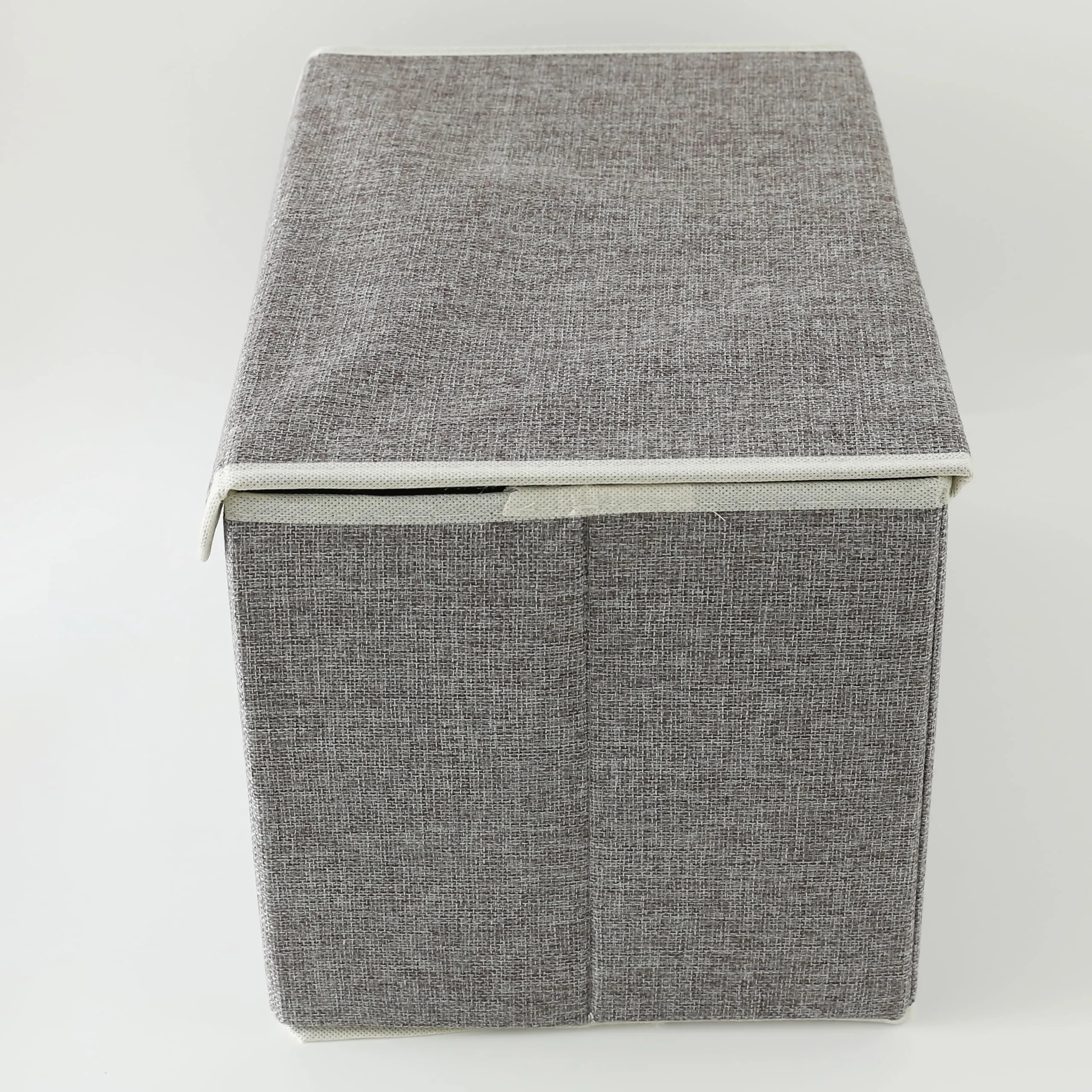 Kuber Industries Small Storage Box With Lid|Foldable Toys Storage Bin|Wardrobe Organizer For clothes|Front Handle & Sturdy Pack Of-6 (Grey)