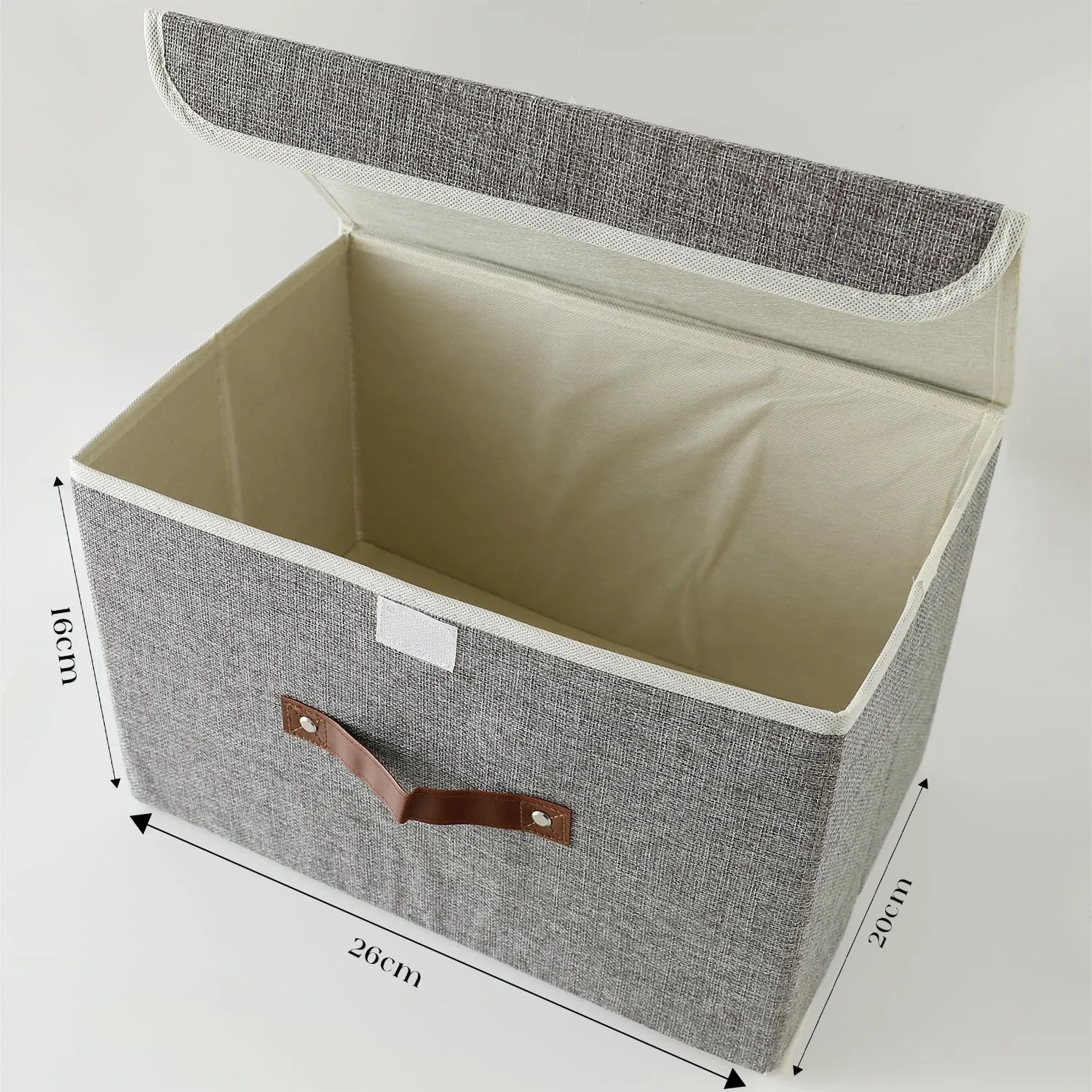 Kuber Industries Small Storage Box With Lid|Foldable Toys Storage Bin|Wardrobe Organizer For clothes|Front Handle & Sturdy Pack Of-6 (Grey)
