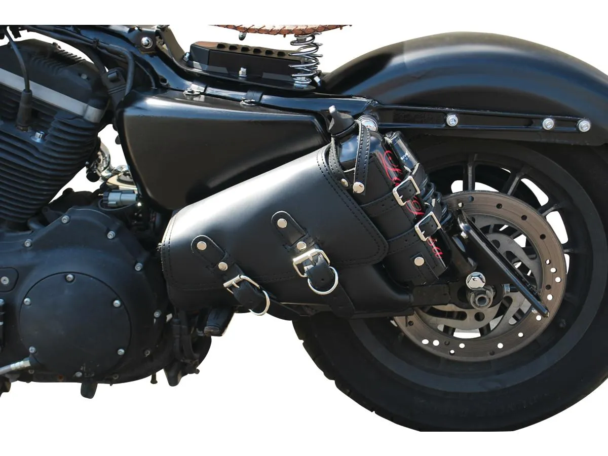 La Rosa Design Left Side Bag With Fuel Bottle Black For 04-20 Sportster