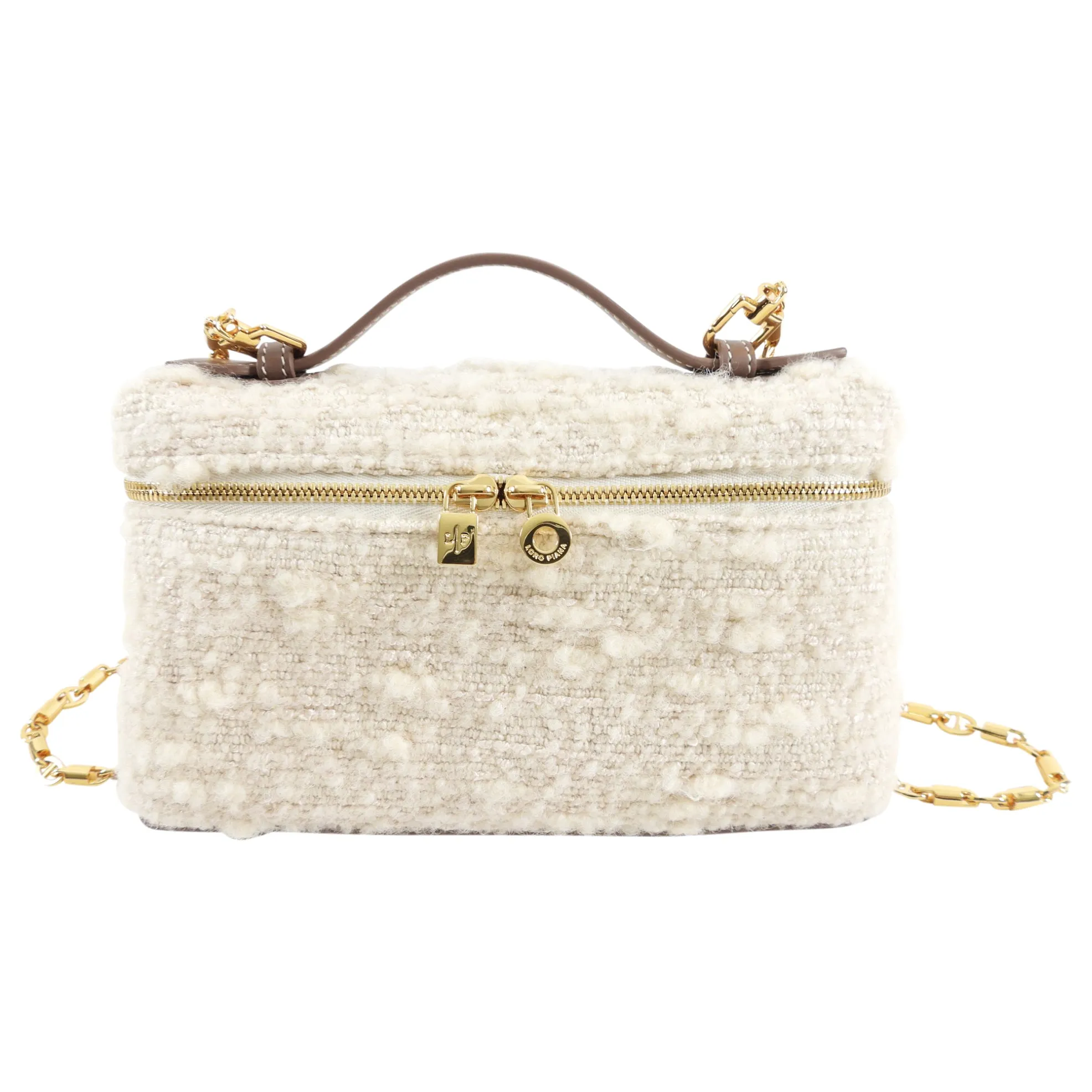 Loro Piana Ivory Boucle Wool Extra Pocket L19 Chain Bag