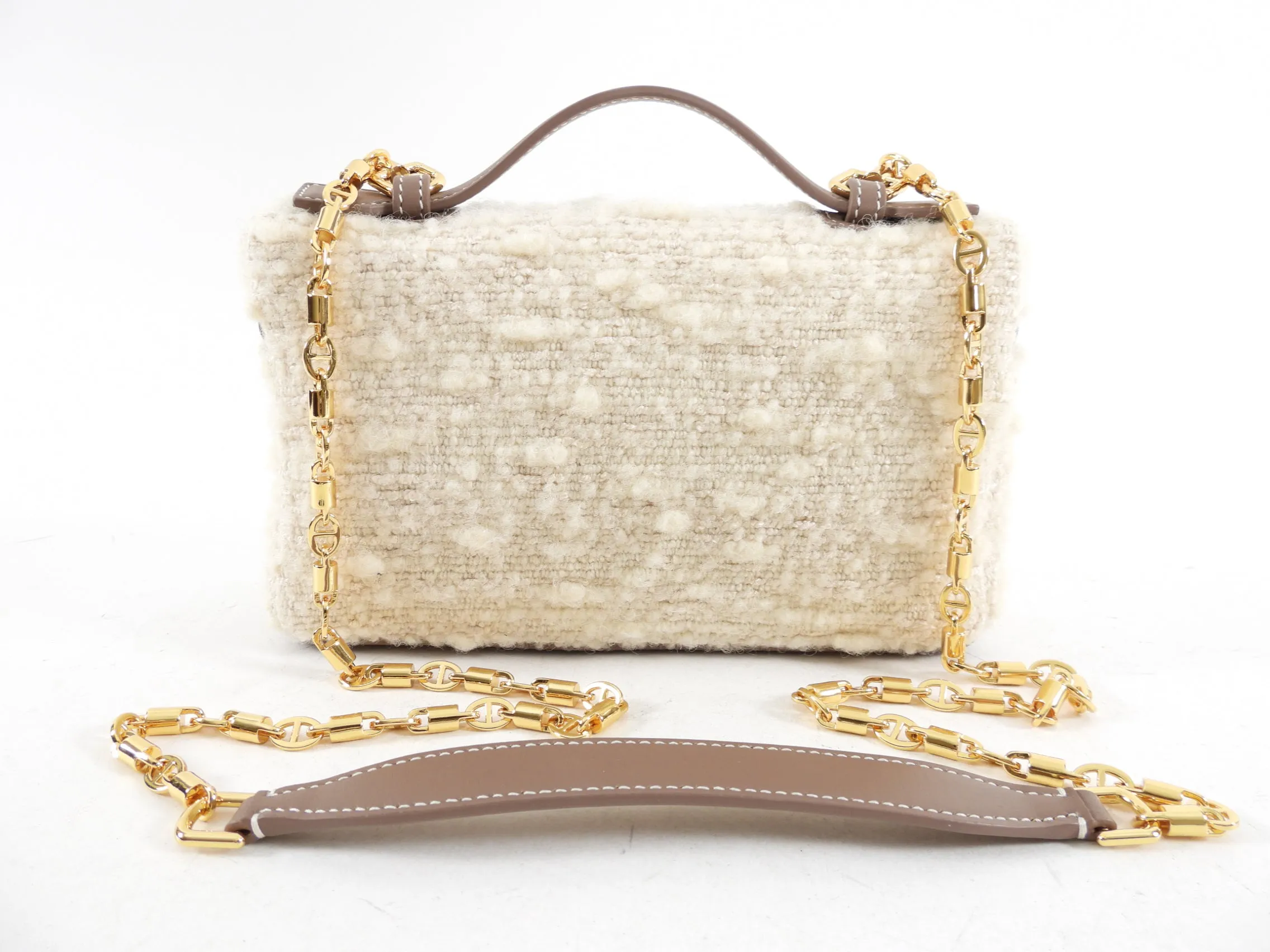 Loro Piana Ivory Boucle Wool Extra Pocket L19 Chain Bag