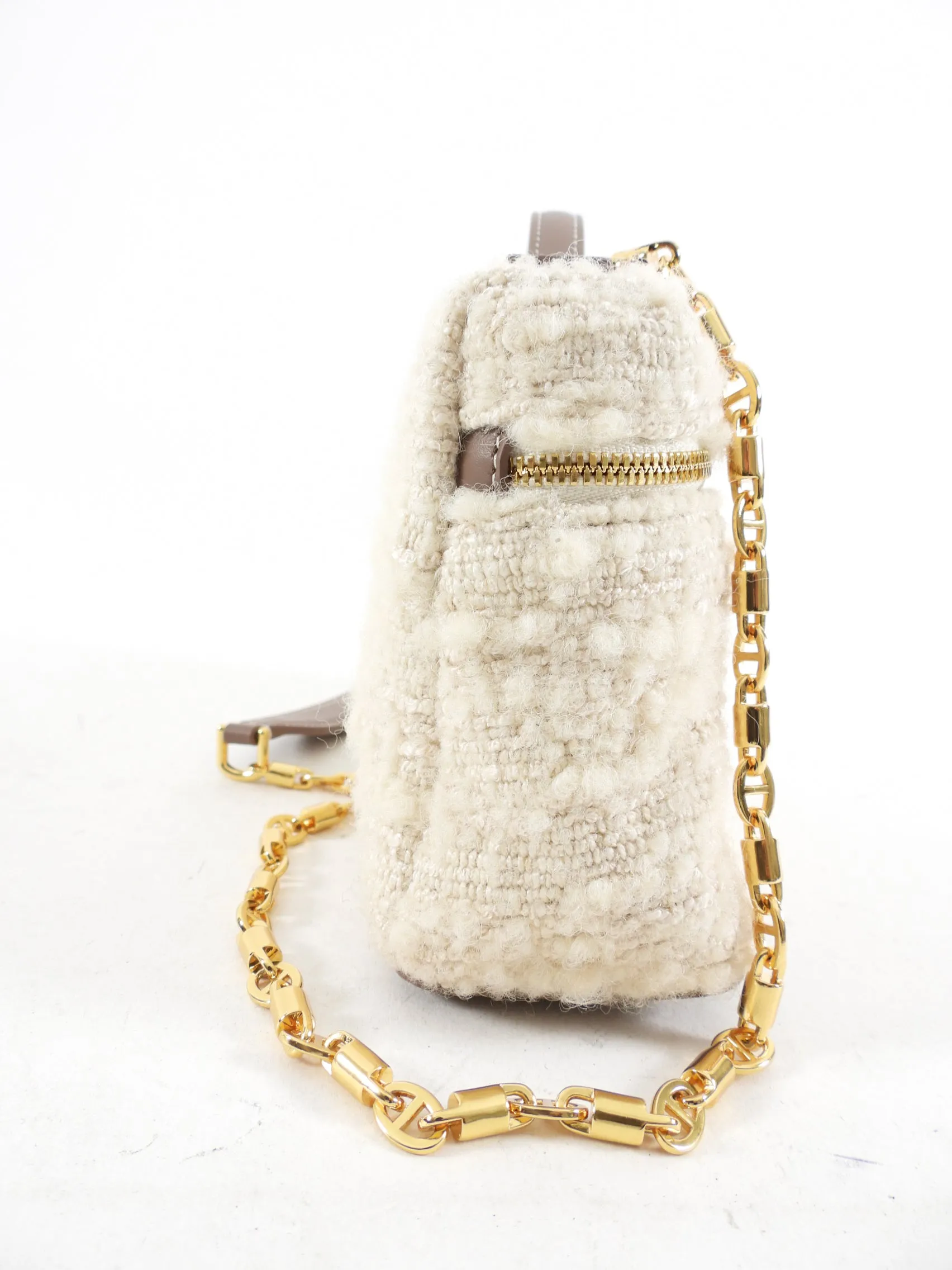Loro Piana Ivory Boucle Wool Extra Pocket L19 Chain Bag