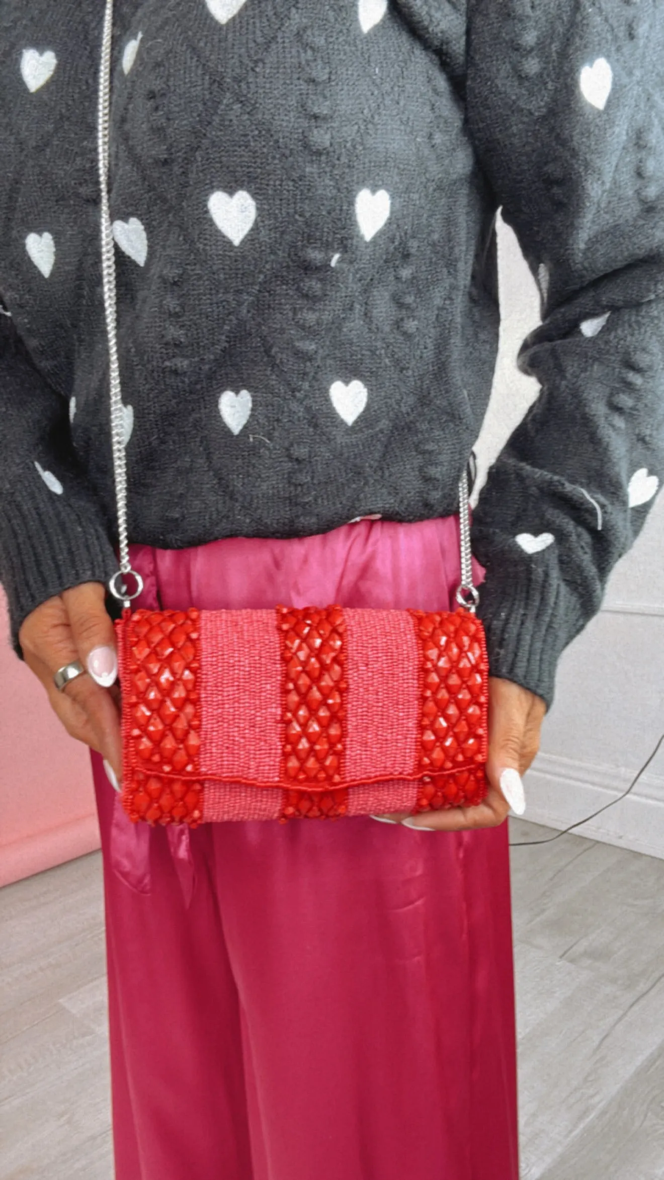 Love Is In The Air Beaded Bag, Pink/Red