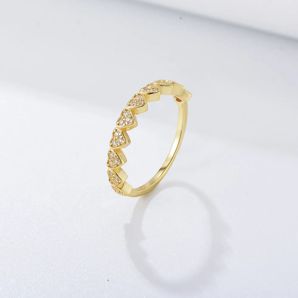 Love Shaped White Zircon Vintage Sterling Silver Ring for Women