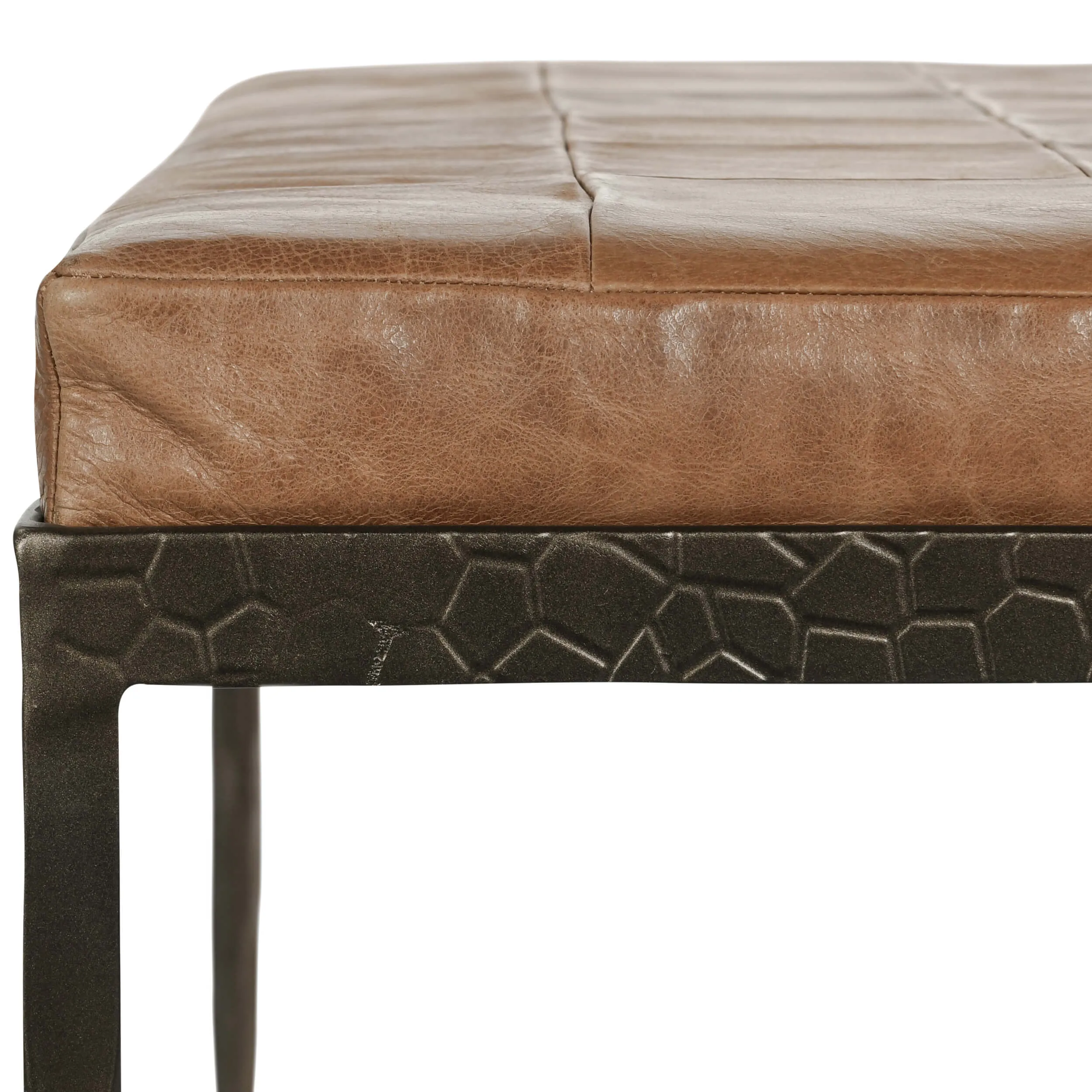 Malo Leather Bench, Chestnut