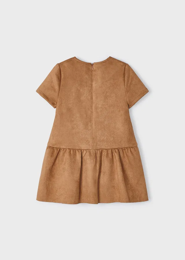 Mayoral 4984 044 - Cinnamon Suede Dress With Handbag