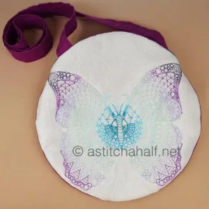 Mega Butterfly Mandala Round Cross Body Bag