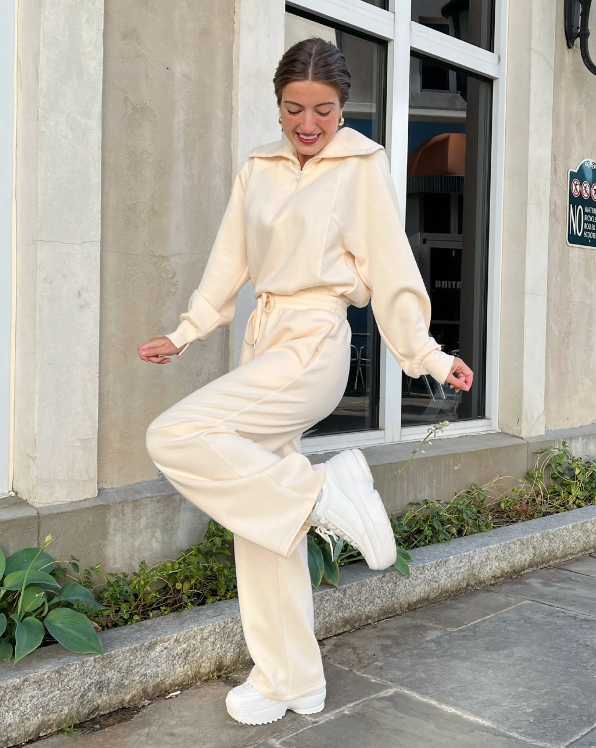 MEROKEETY Half Zip Sweatshirt Wide Leg Sweatpants Lounge Set