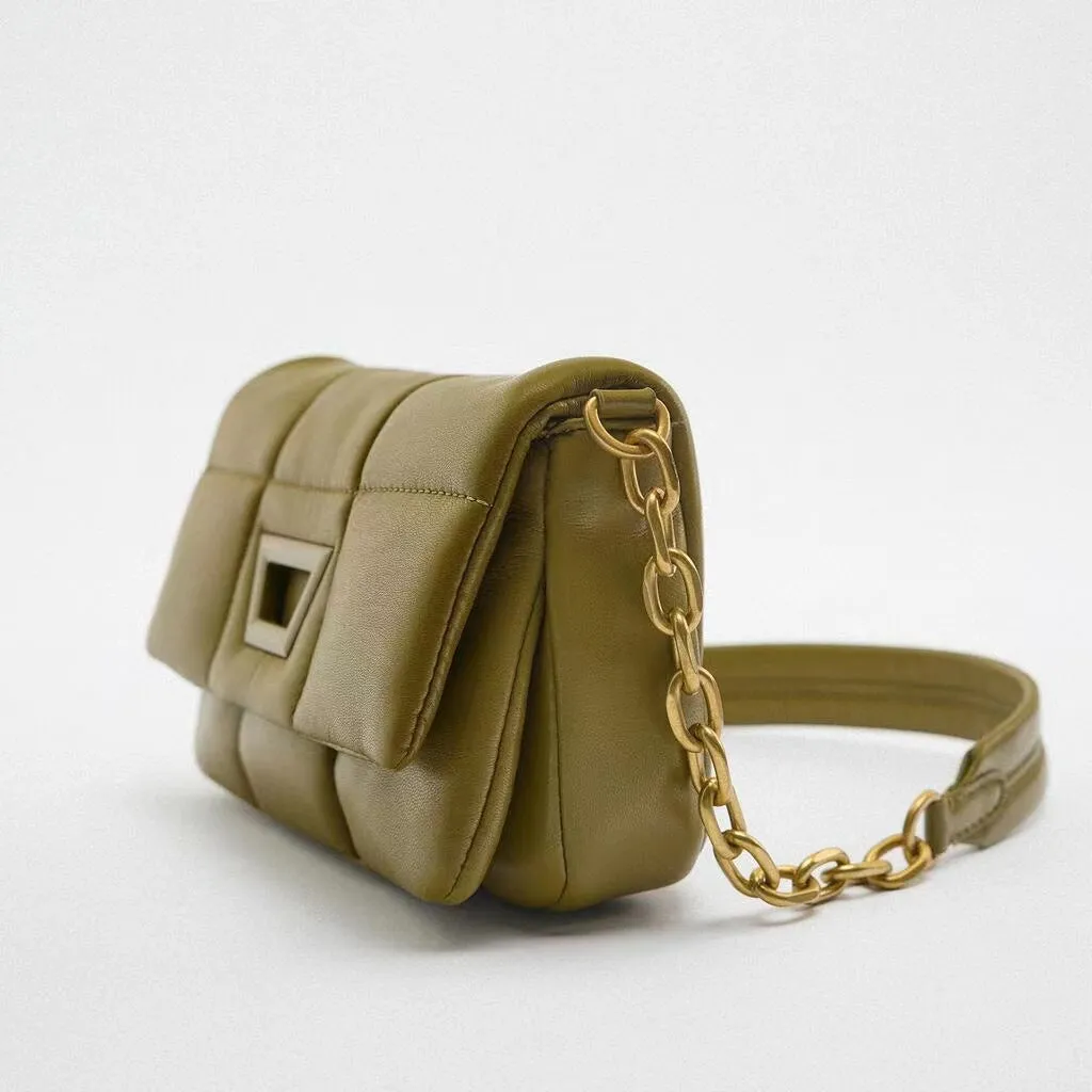 Mini Quilted Embroidered Shoulder Bag Chain