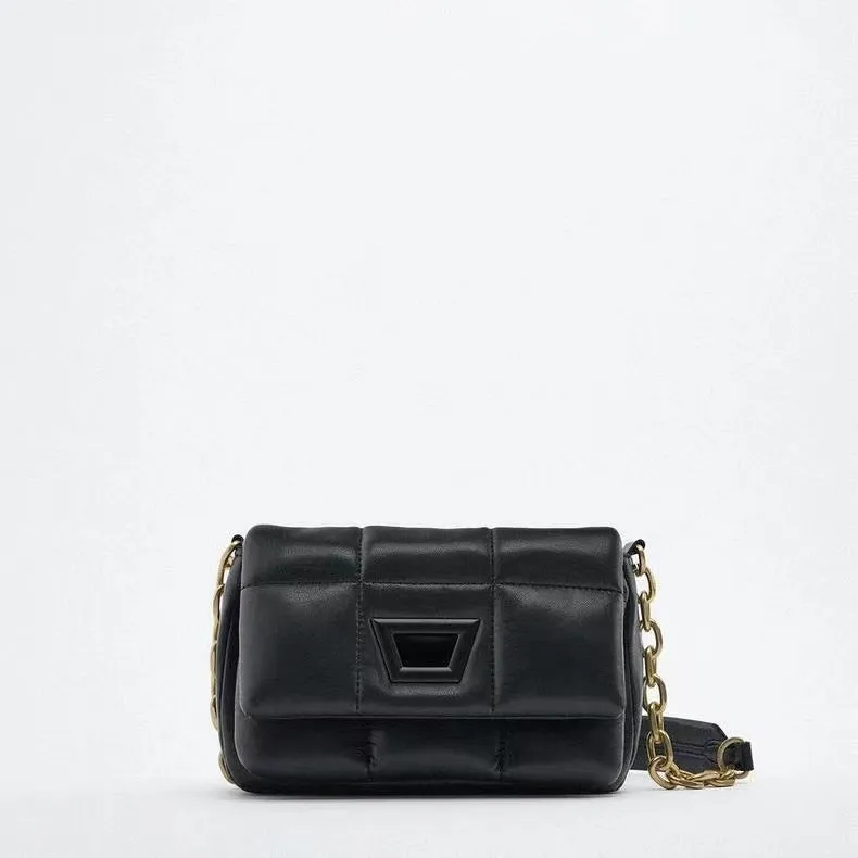 Mini Quilted Embroidered Shoulder Bag Chain