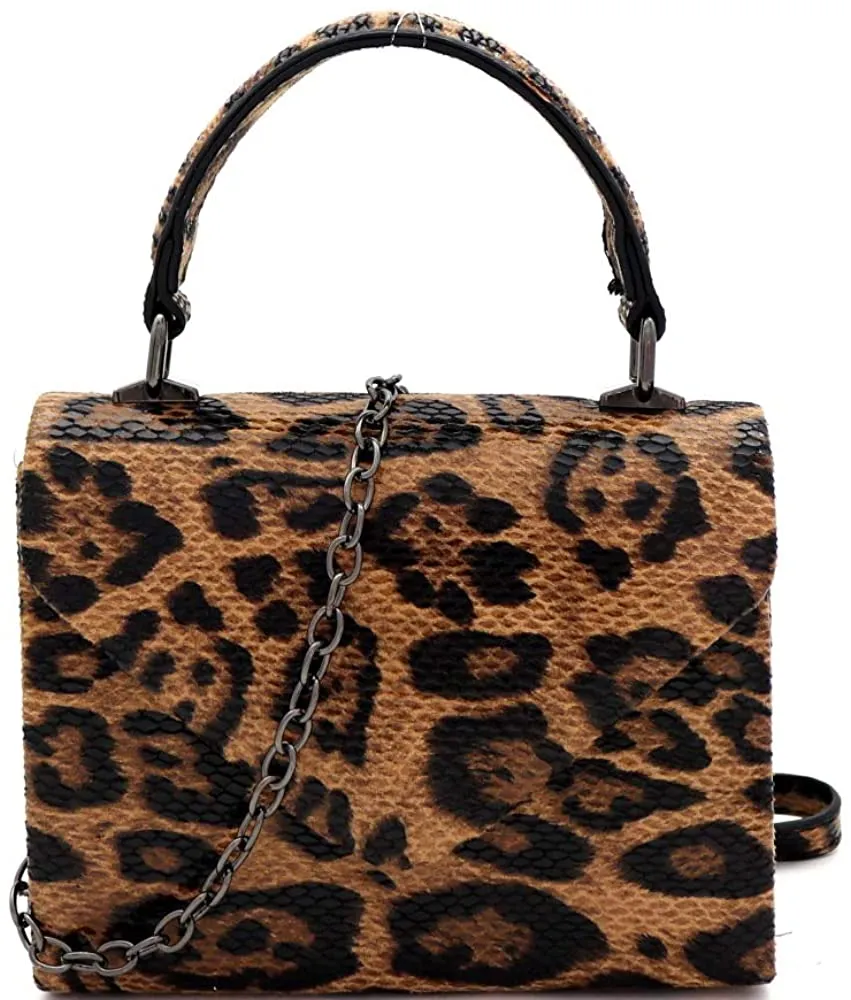 Mini Retro Silver Hardware Snake Black and White Box Flap leather Satchel Crossbody Handbag