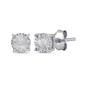 Mirage Diamond Set Fancy Miracle Stud Earrings in Sterling Silver