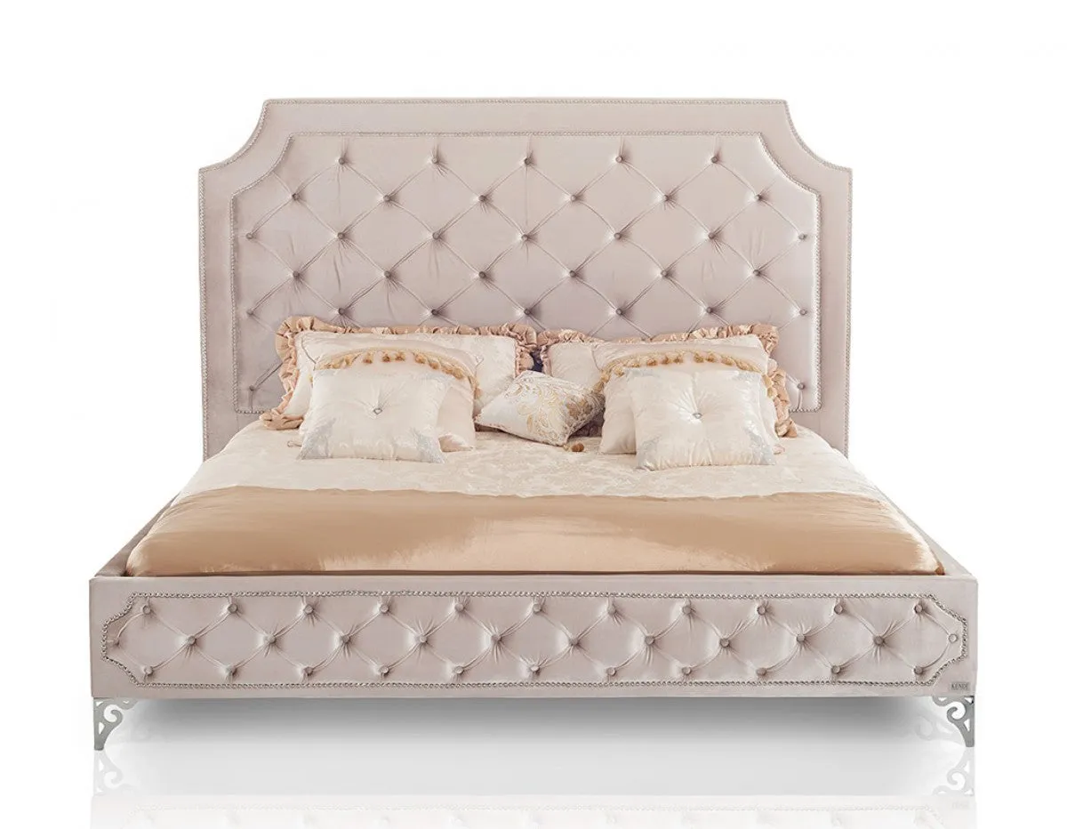 Modrest Leilah - Transitional Tufted Beige Fabric Bed