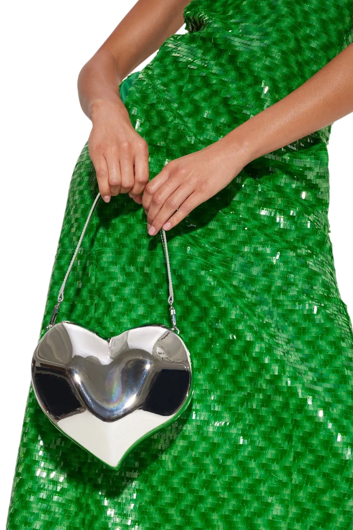 Molded Heart Bag - Silver