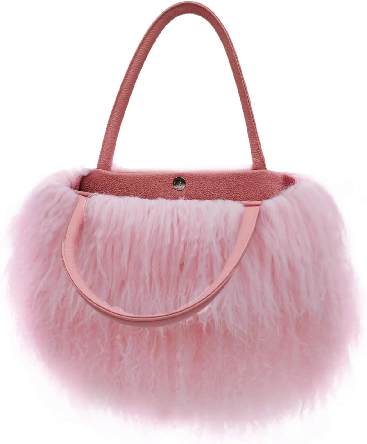 Mongolian White Luxury Wool Fur Handbag
