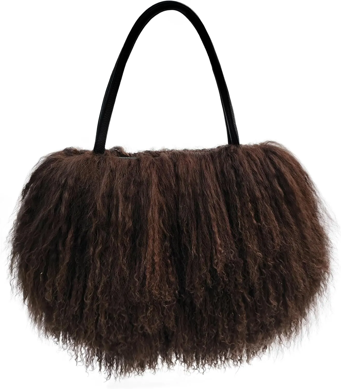Mongolian White Luxury Wool Fur Handbag