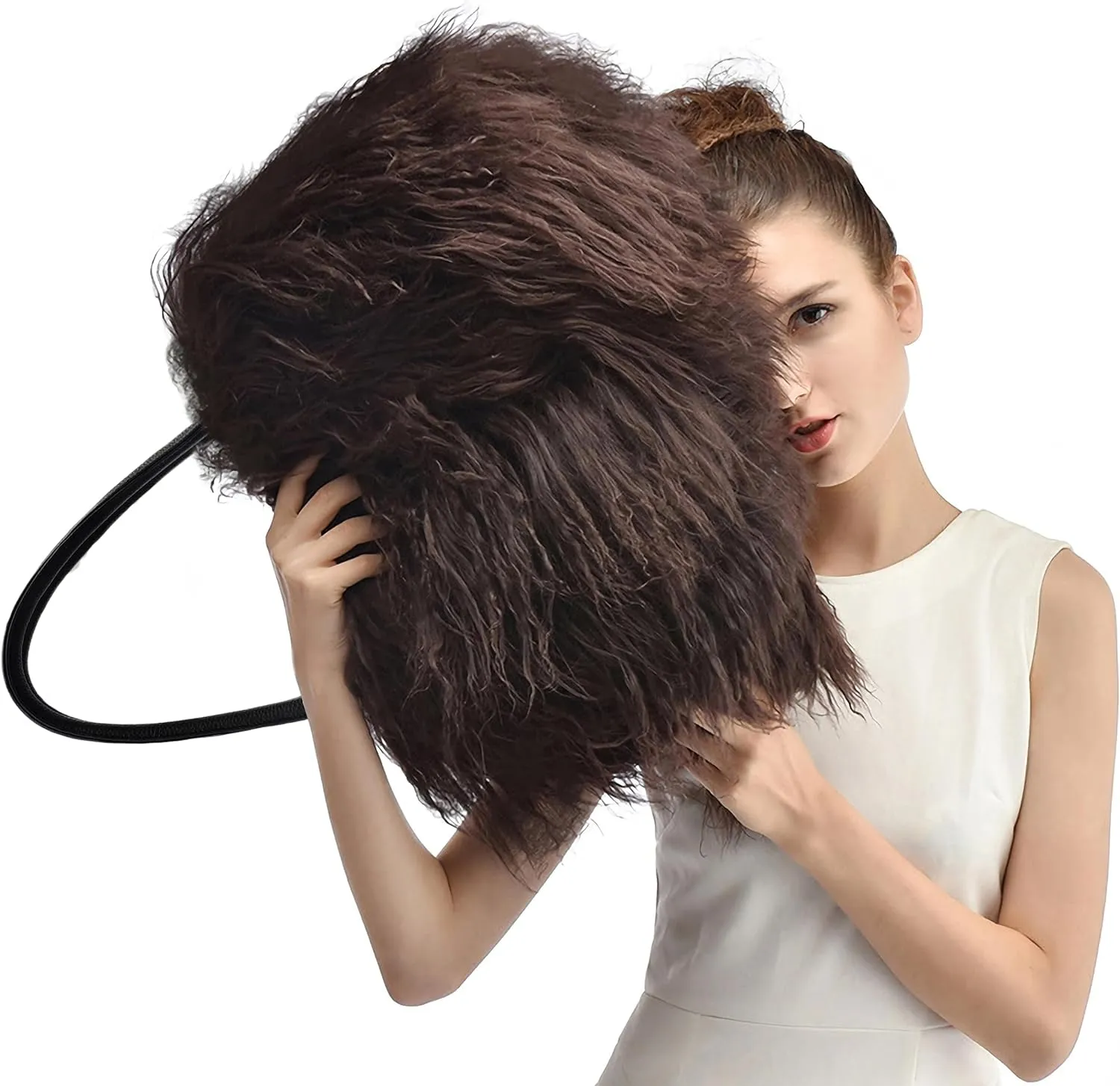 Mongolian White Luxury Wool Fur Handbag