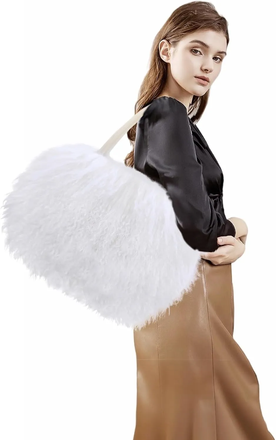 Mongolian White Luxury Wool Fur Handbag