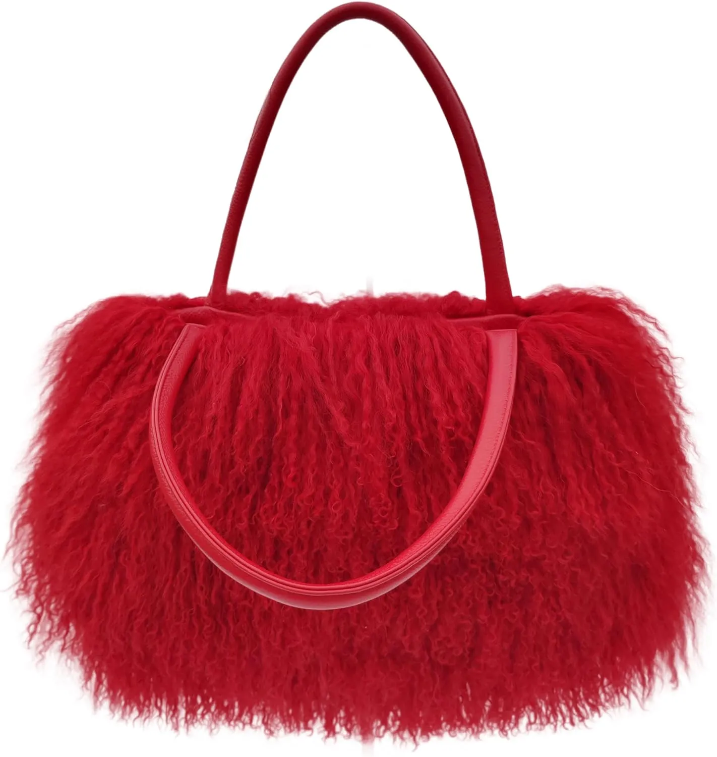Mongolian White Luxury Wool Fur Handbag