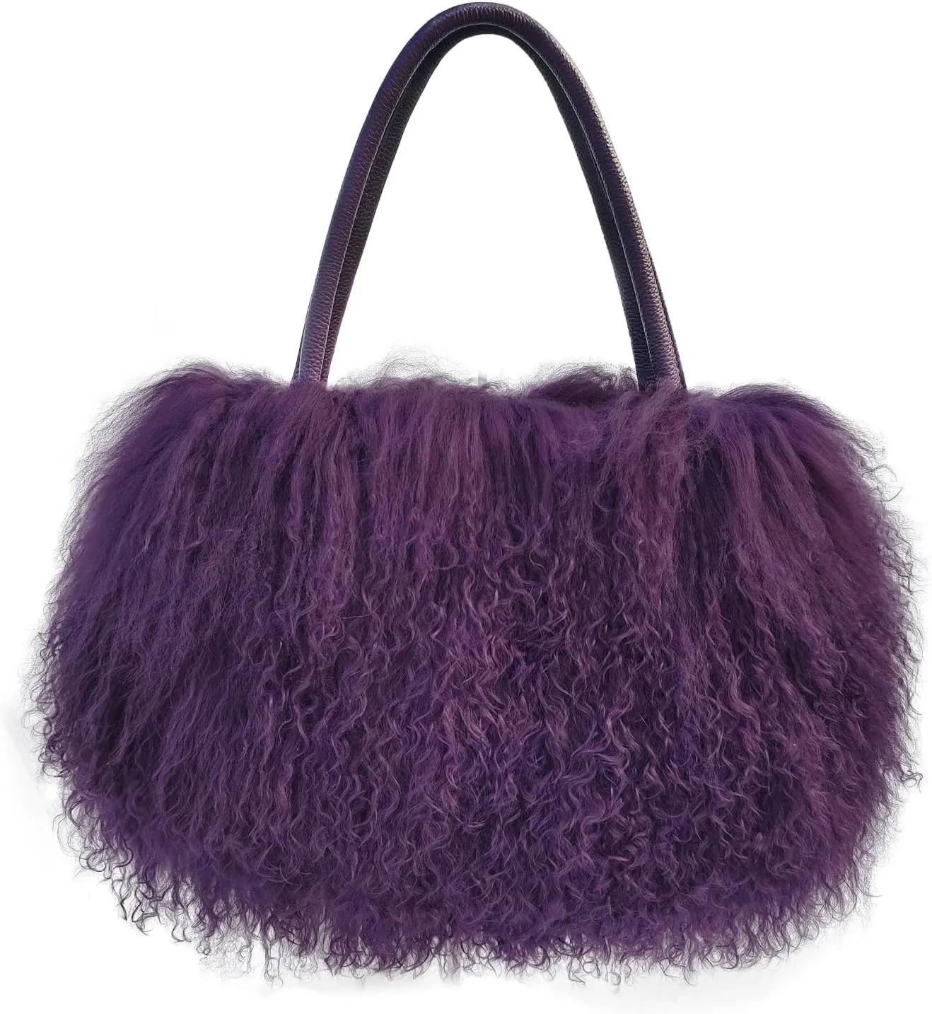 Mongolian White Luxury Wool Fur Handbag