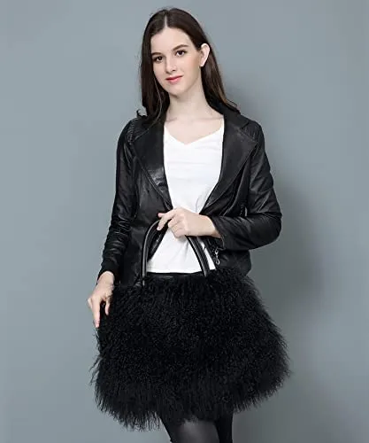 Mongolian White Luxury Wool Fur Handbag
