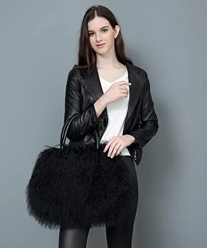 Mongolian White Luxury Wool Fur Handbag