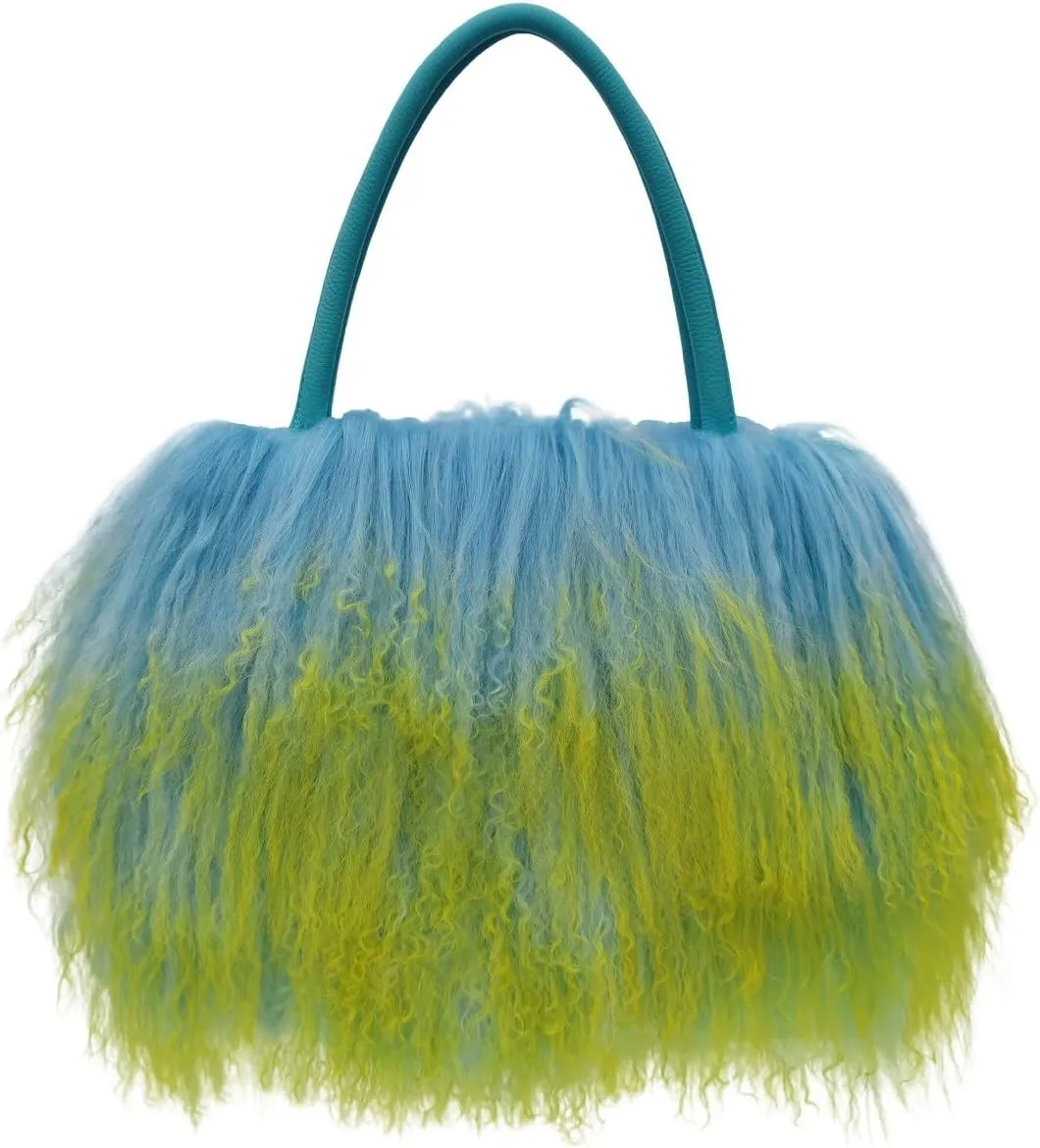 Mongolian White Luxury Wool Fur Handbag