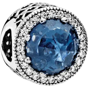 Moonlight Blue Radiant Hearts Openwork Silver Charm