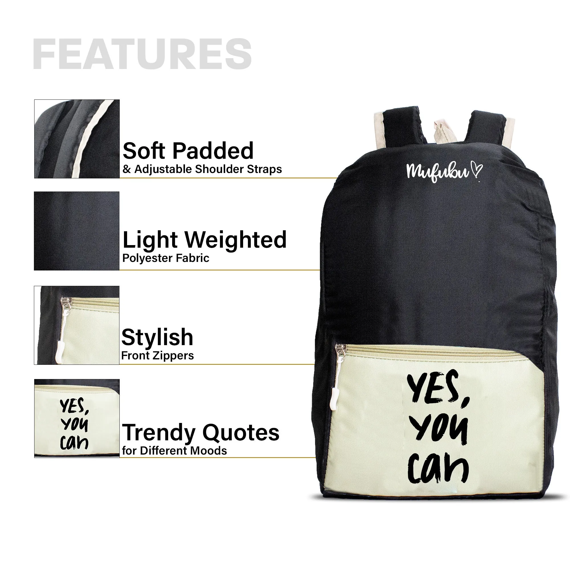Nano Backpack 15 Ltr Yes You Can Black   Pistachio