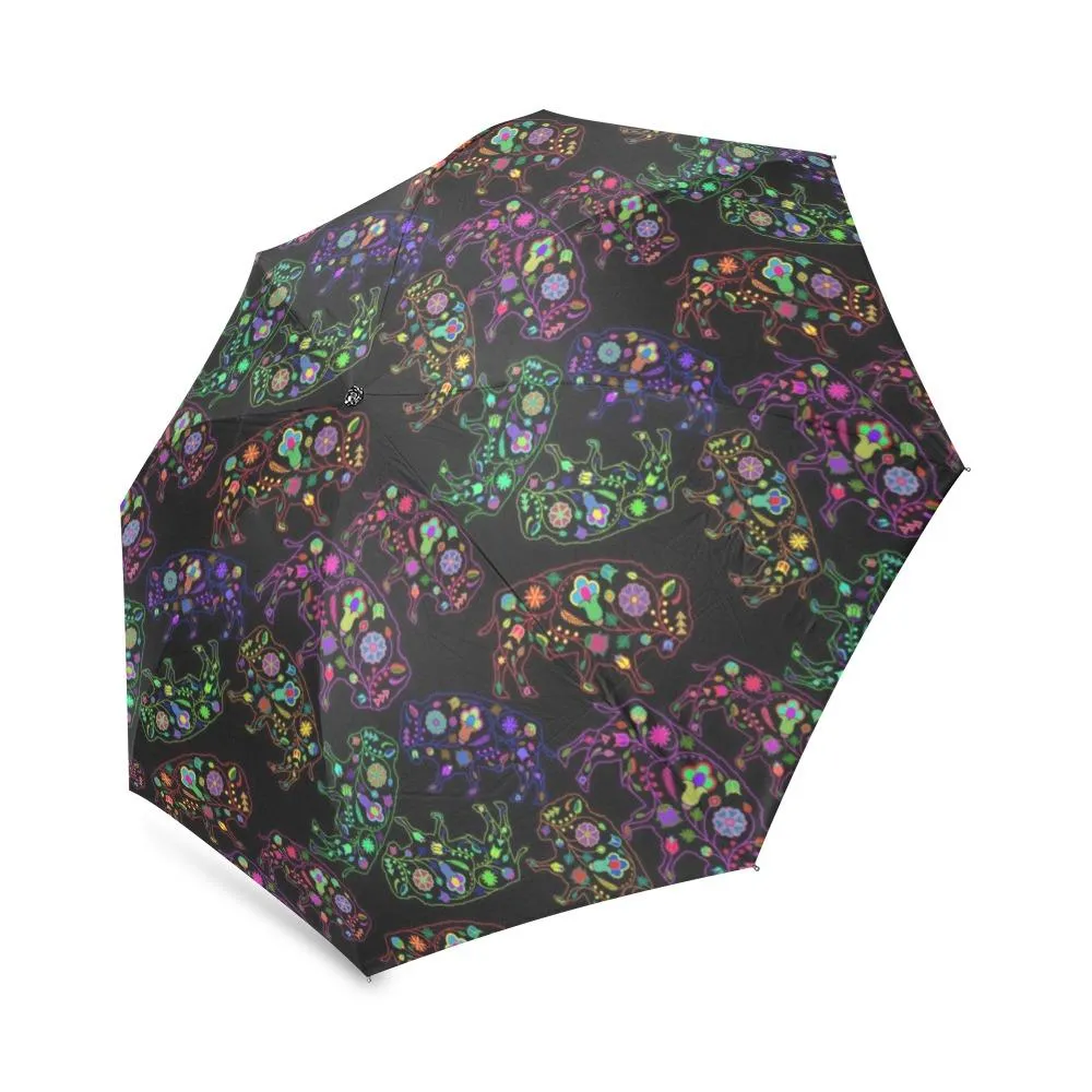 Neon Floral Buffalos Foldable Umbrella