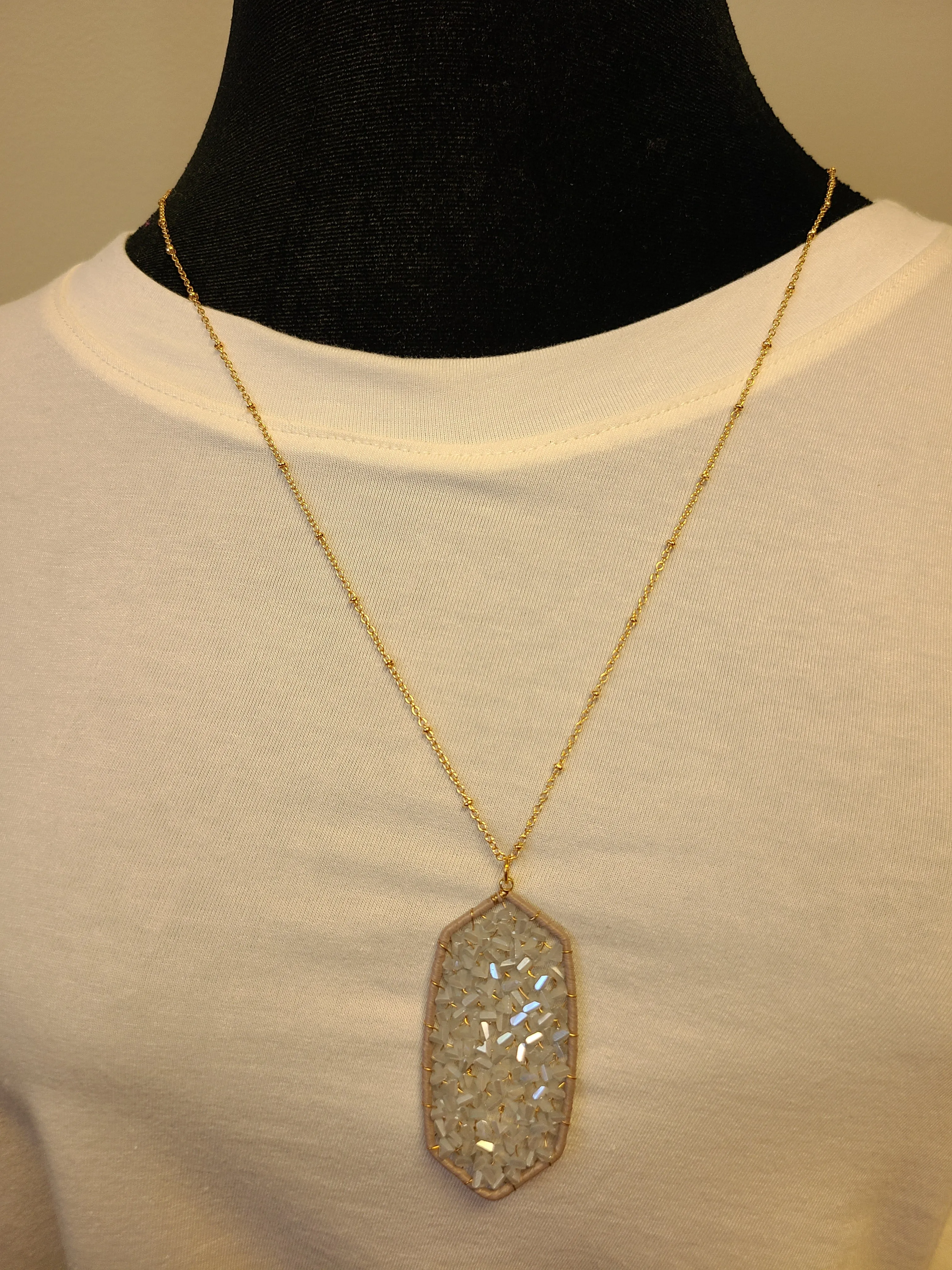 Octogon Glass Bead Necklace