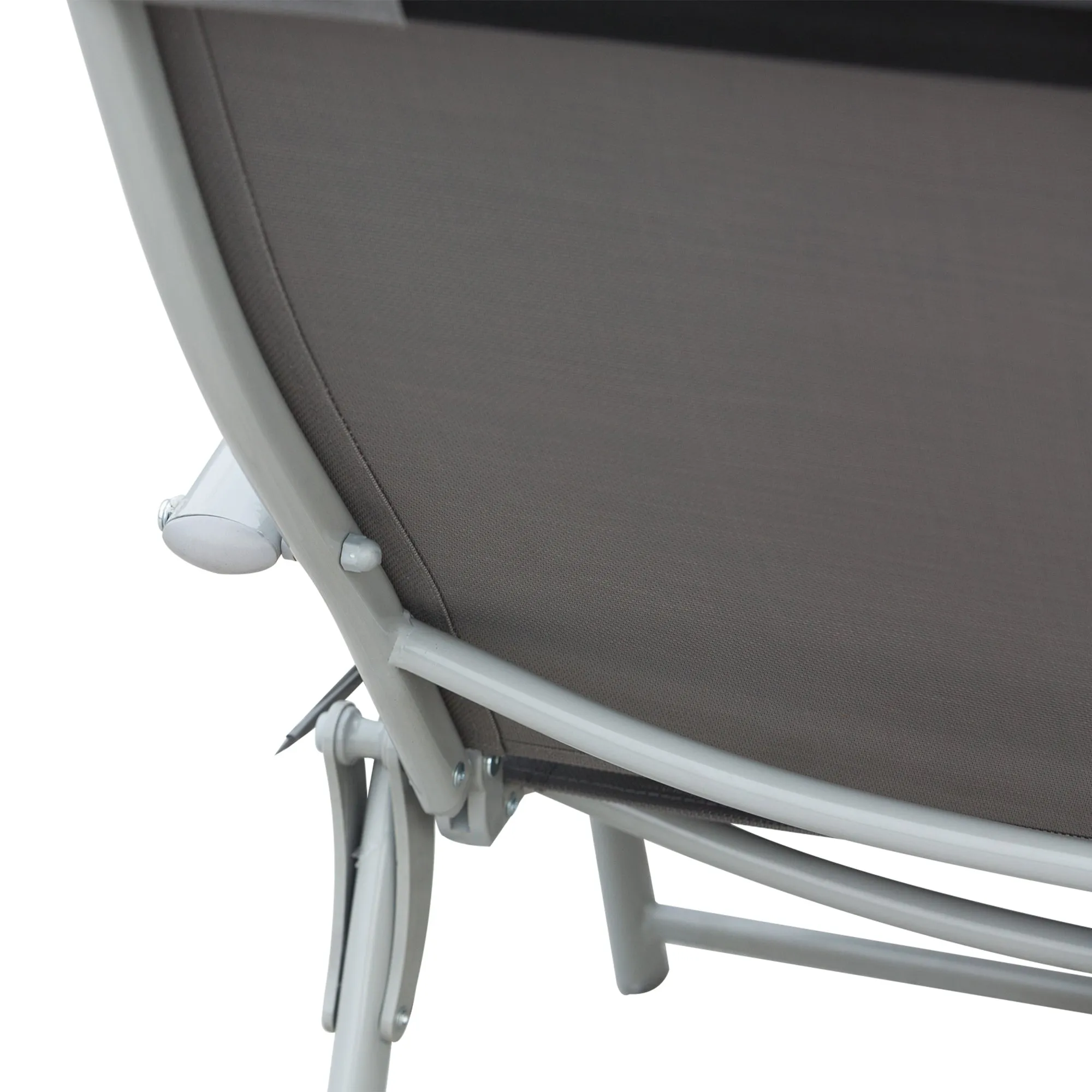 Outsunny Sun Lounger Recliner Foldable Padded Seat Adjustable Texteline Grey