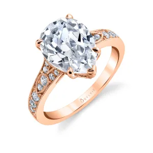 Pear Shaped Vintage Inspired Engagement Ring - Chereen 14k Gold Rose