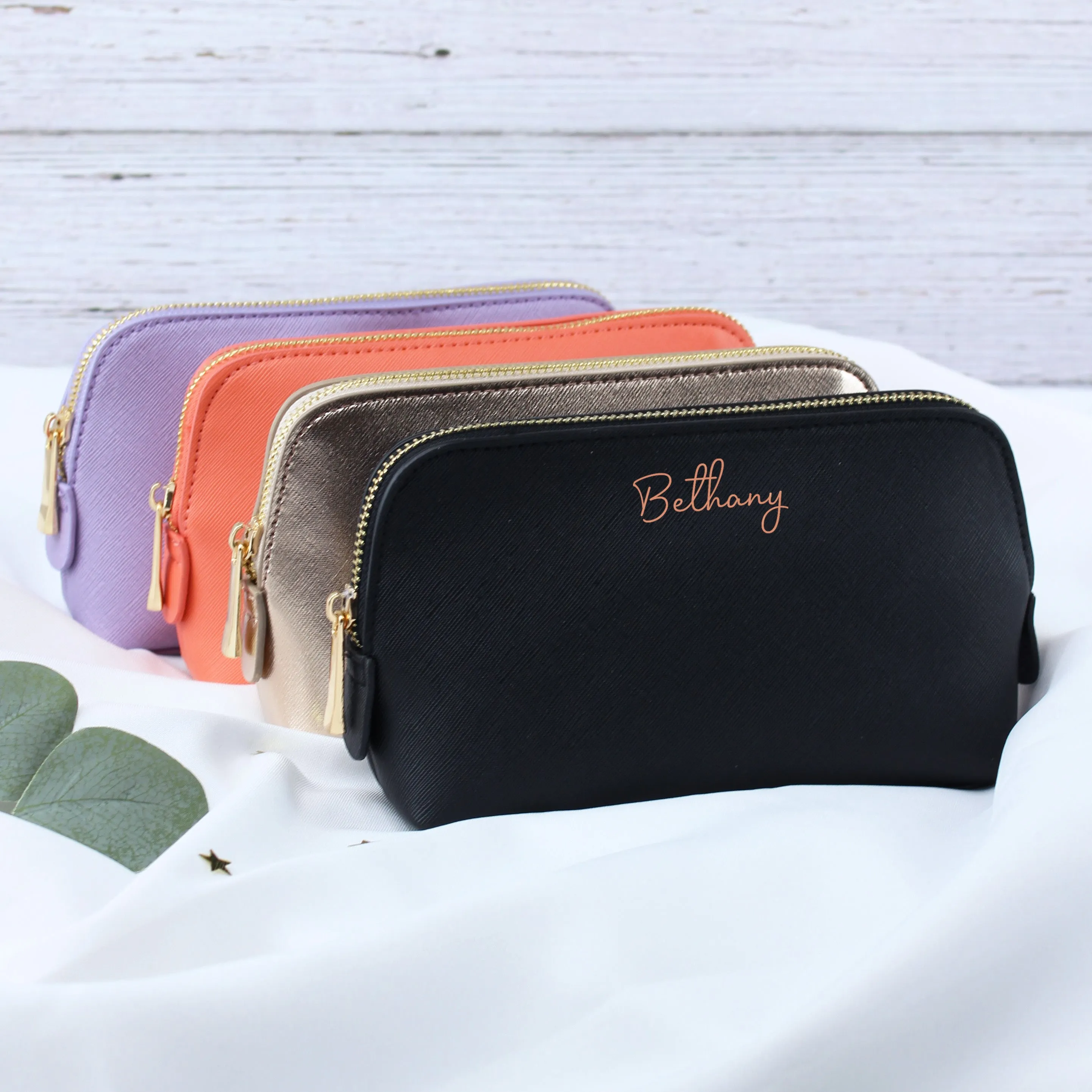 Personalised PU Leather Make Up Bag - Medium