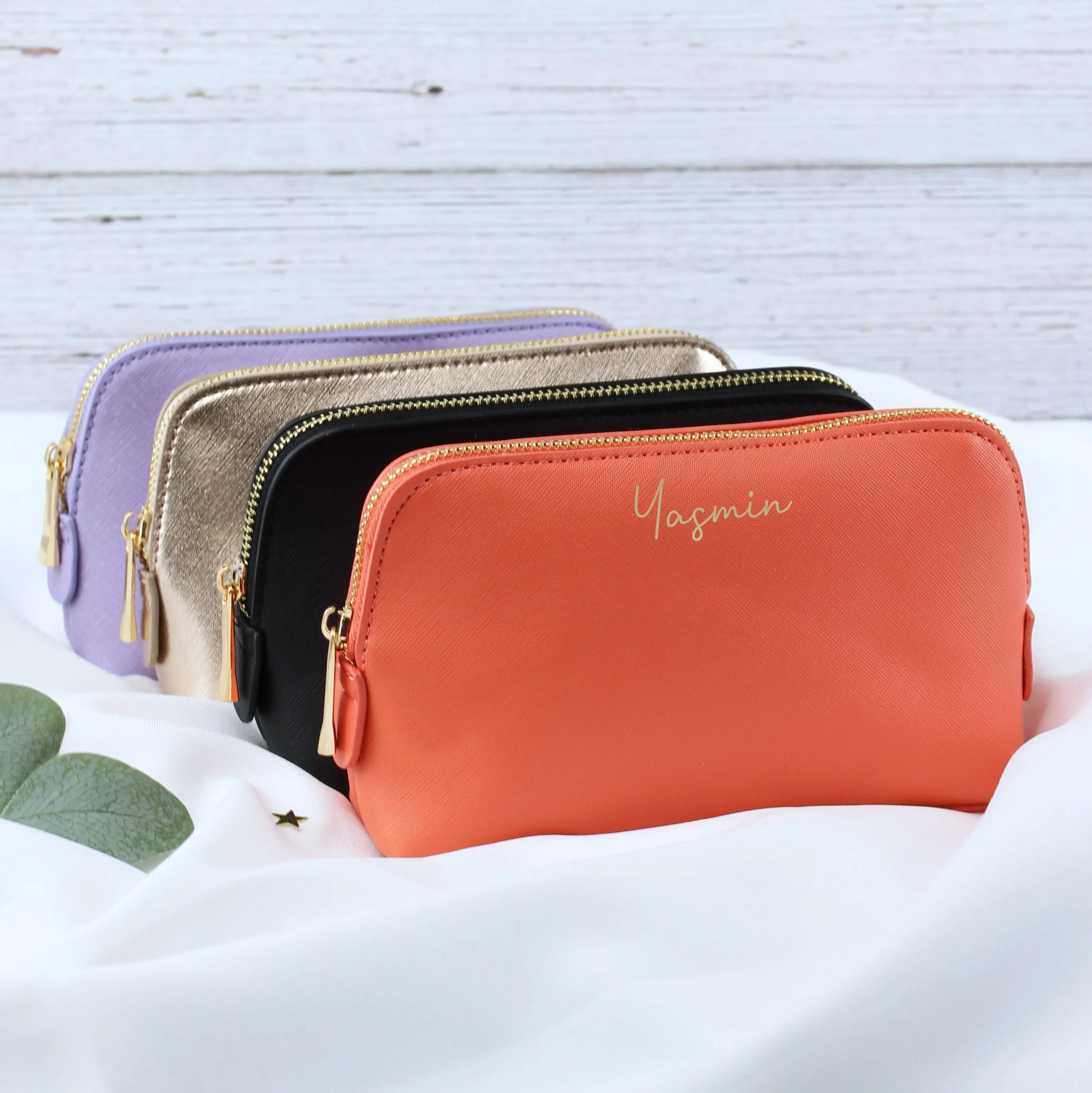 Personalised PU Leather Make Up Bag - Medium