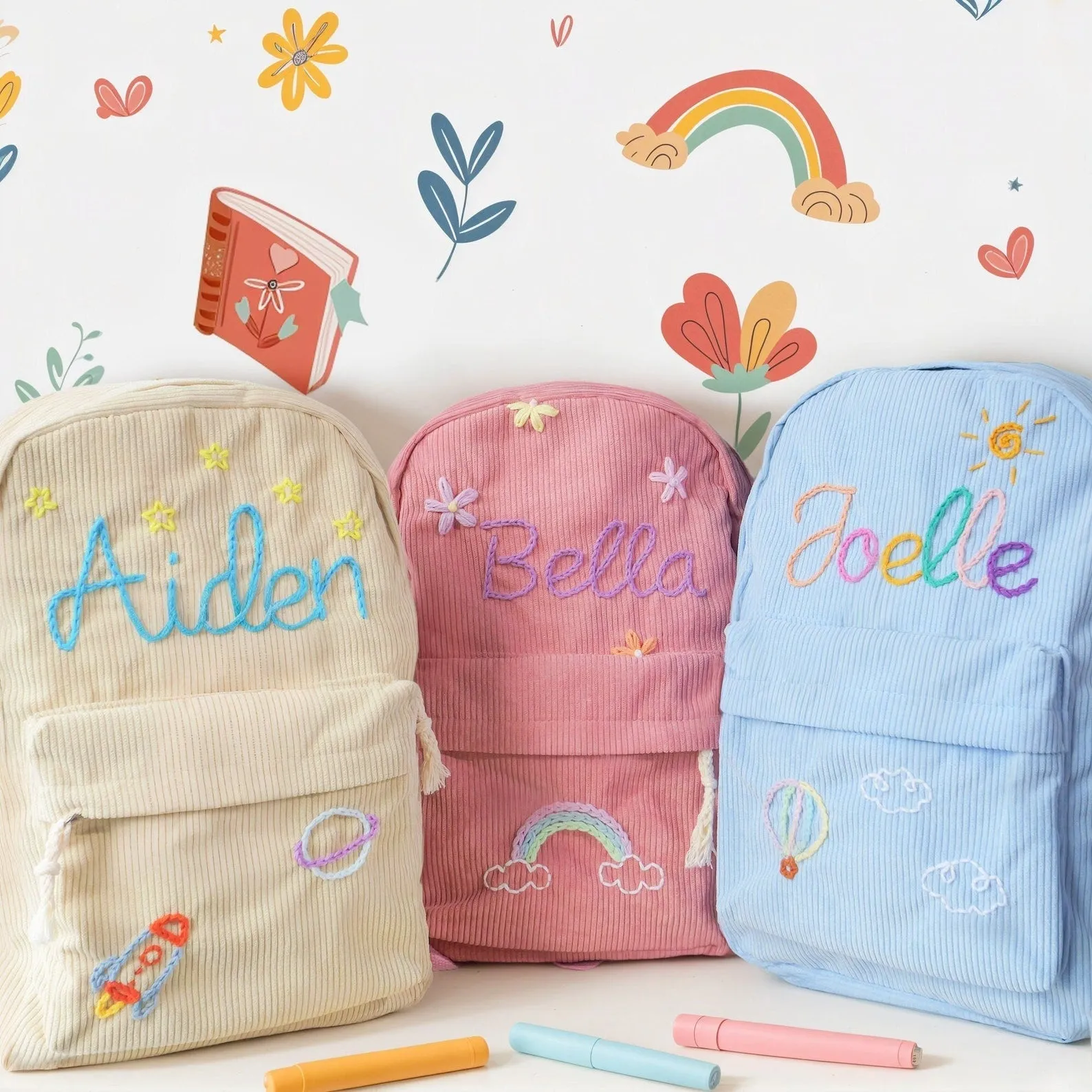 Personalized Embroidered Toddler Backpack,Custom Kids Backpack,Handmade Toddler School Bags,School Backpack,Gift For Girls Boys