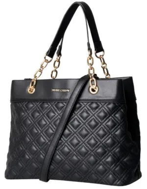 Pierre Cardin Kylie Chain Quilted Satchel Handbag | Black