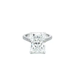 Platinum 7.04ct Radiant Cut Diamond Pave Solitaire Ring
