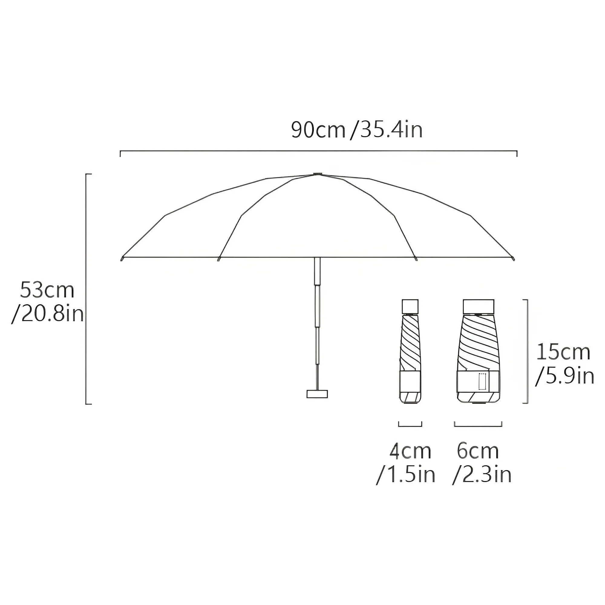 PocketSun Regenschirm - Leichter Kompakter Faltbarer Reise-Regenschirm