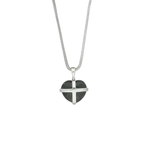 Preseli Bluestone Necklace Cross Heart Small Silver