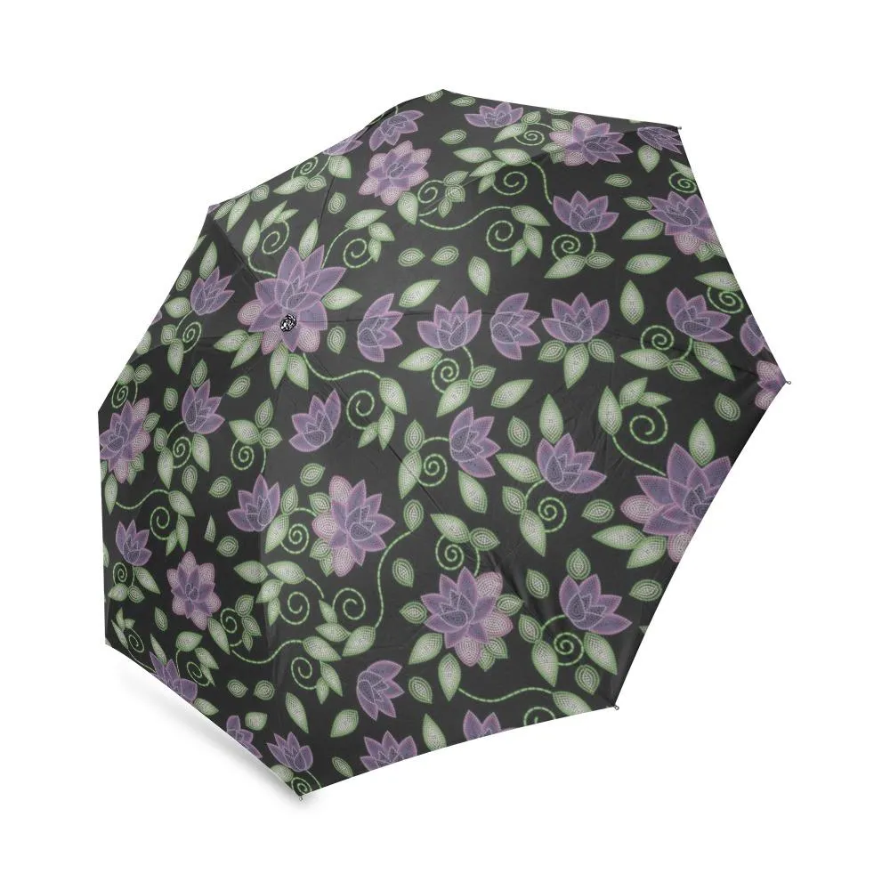 Purple Beaded Rose Foldable Umbrella
