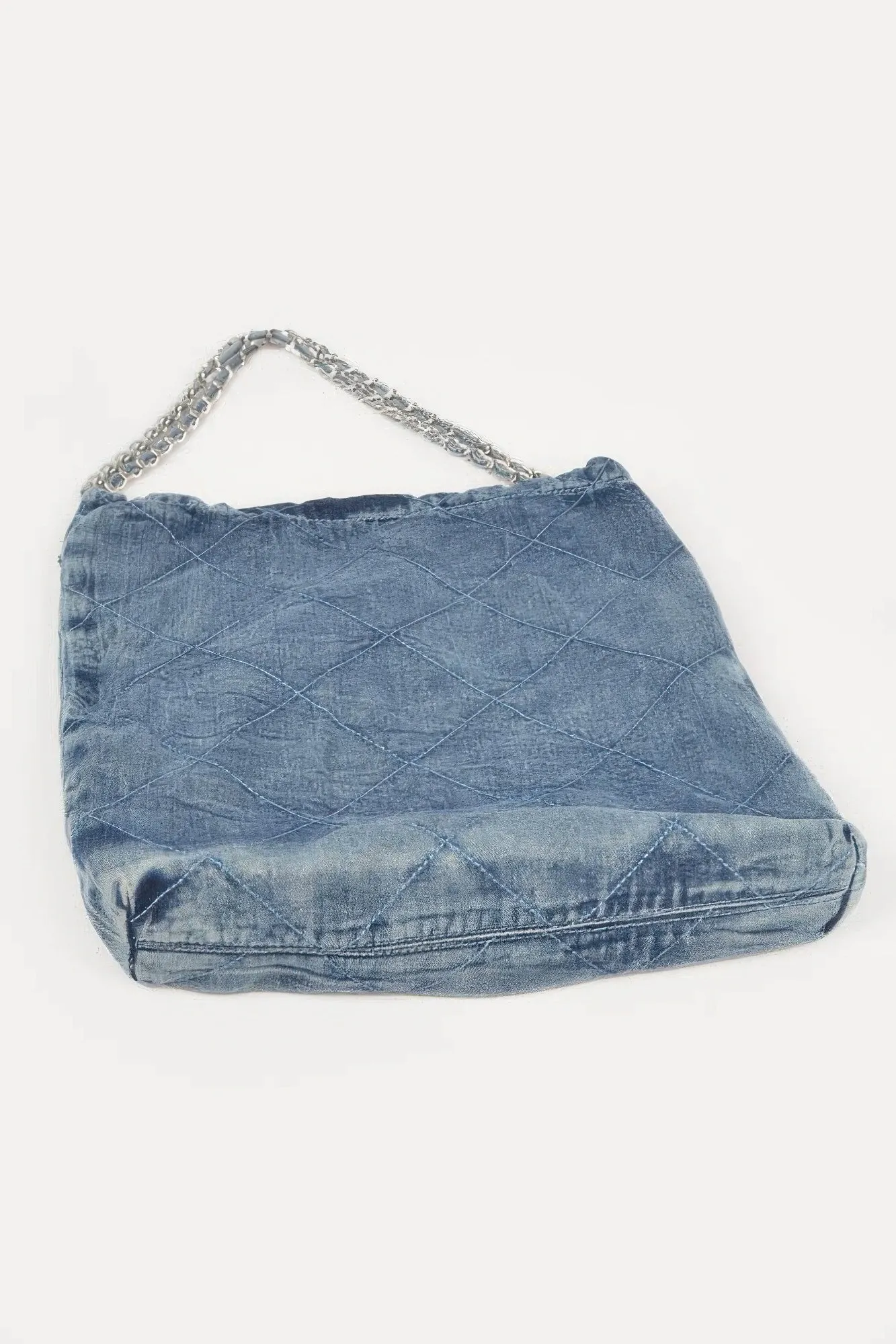 Quilted Washed Denim Chain Bag