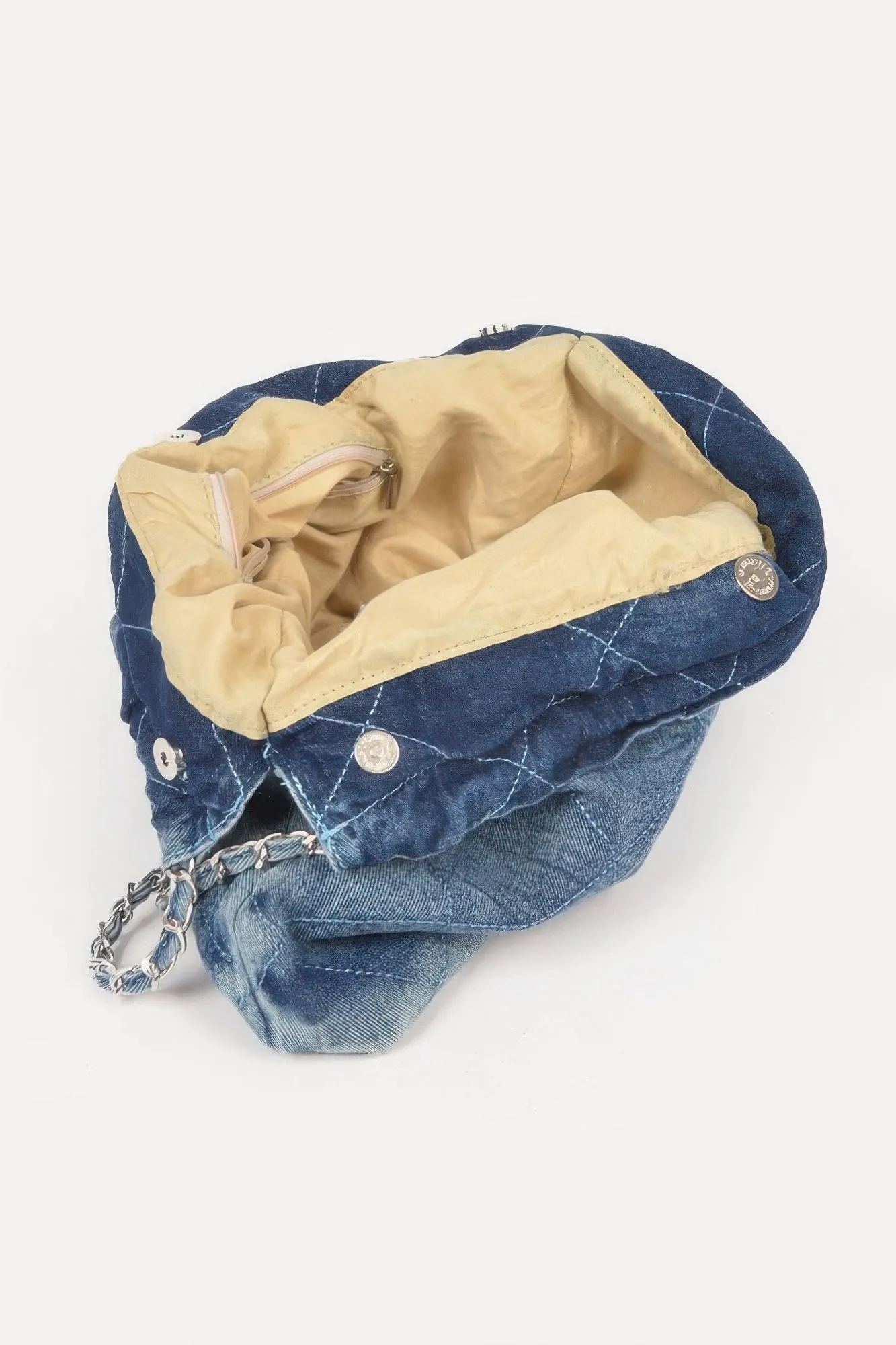Quilted Washed Denim Chain Bag