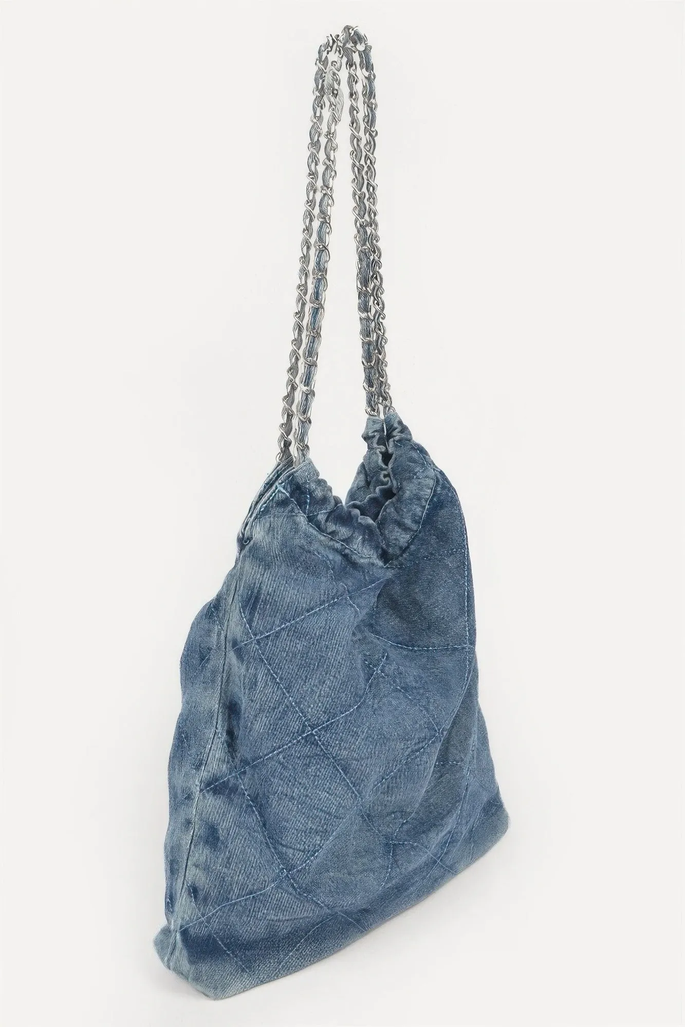 Quilted Washed Denim Chain Bag
