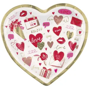 R & P Valentine's Day Large Heart Shaped Lunch Paper Plates, 9 Inches, 8 Count