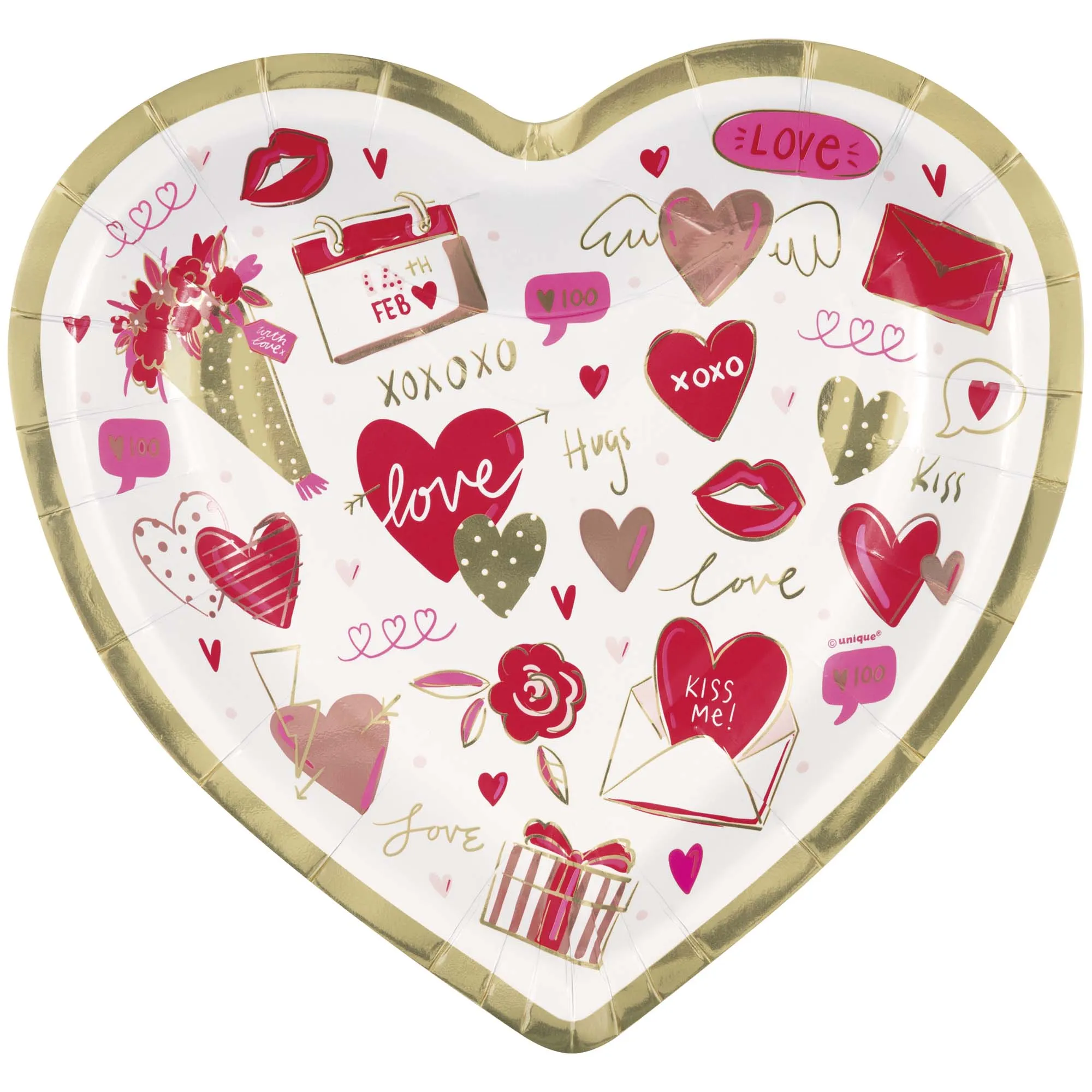 R & P Valentine's Day Large Heart Shaped Lunch Paper Plates, 9 Inches, 8 Count