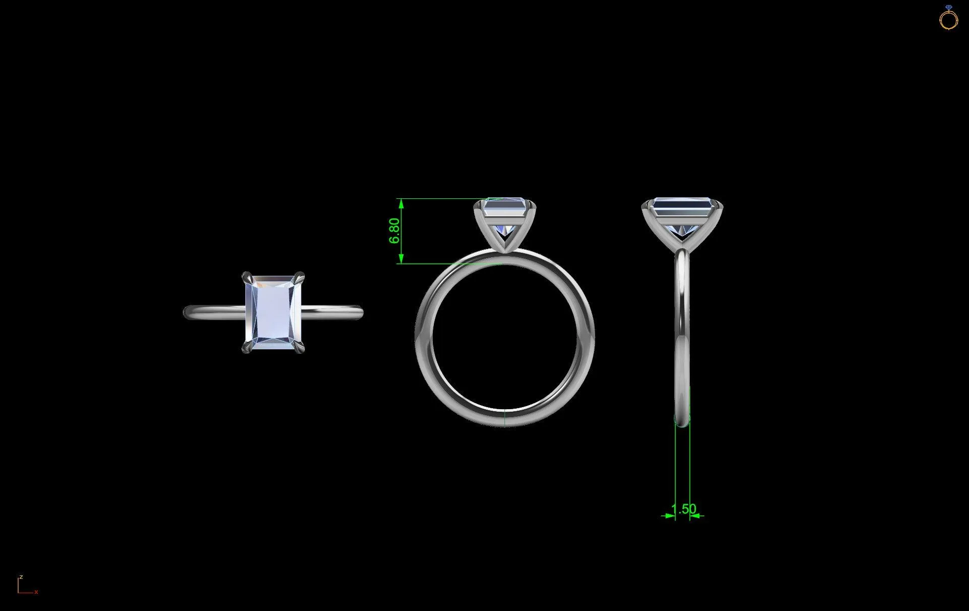 Radiant Diamond Solitaire Ring