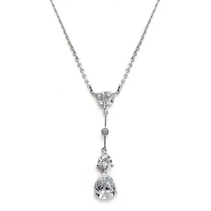 Radiant Pear Crystal Lariat Necklace