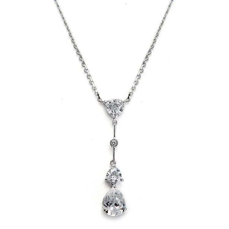 Radiant Pear Crystal Lariat Necklace