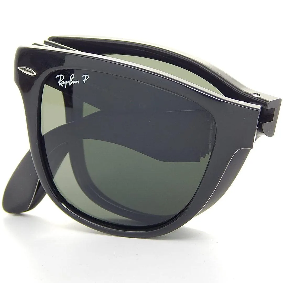 Ray-Ban Foldable Wayfarer Black And Green Lens Sunglasses